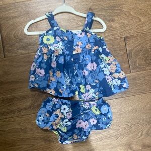 Baby gap blue floral two piece